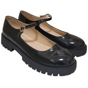 Journee Collection Women Kamie Mary Jane Loafers Size US 12M Black Faux Patent